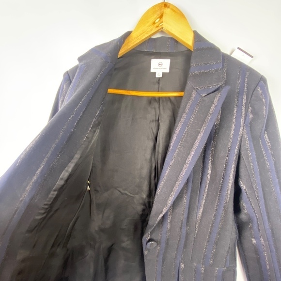 AG Adriano Goldschmied women's Sz S Keats tailored blazer gunmetal/ silver Goth - Picture 7 of 12